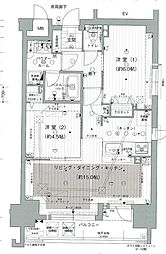 プレサンスロジェ葵 13階2LDKの間取り