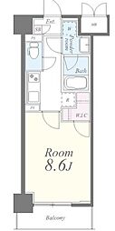 グランドコスモス 1Kの間取図画像
