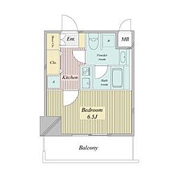 レジディア高岳 1Kの間取図画像