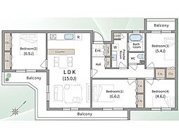 エステート上水本町10号棟 4LDKの間取図画像