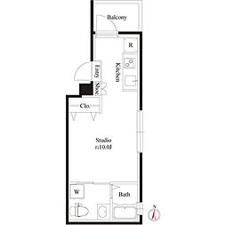 ＣＡＳＡ　ＢＩＡＮＣＡ（森下） 4階ワンルームの間取り