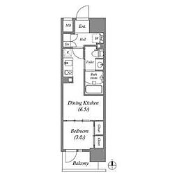 コスモグラシア三ノ輪 13階1DKの間取り