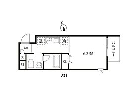 アリカ押上 4階1Kの間取り