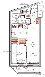 ハーモニーレジデンス東京八広ザ・スプレッド 1階1LDKの間取り