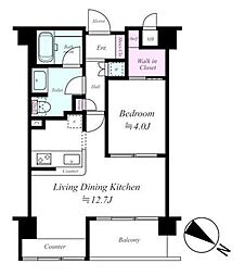 トゥールロワイヤル エルモア目黒 2階1LDKの間取り
