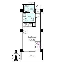 プレール・ドゥーク門前仲町 5階ワンルームの間取り