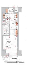 ハーモニーレジデンス亀戸EAST　TOKYO 5階1Kの間取り