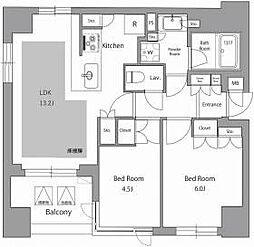 オーパスレジデンス日本橋水天宮 4階3LDKの間取り
