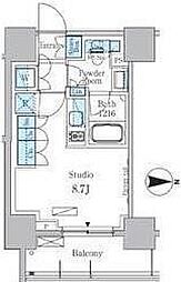 パークアクシス蔵前 ワンルームの間取図画像
