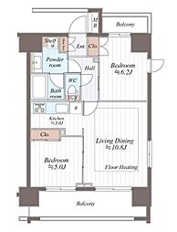 フュージョナル王子ハイズ 2LDKの間取図画像