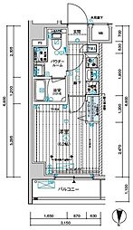 メインステージ千住中居町 1Kの間取図画像