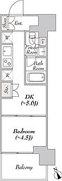 ウエリスアーバン水天宮前 1DKの間取図画像