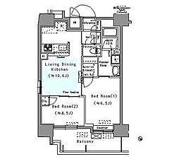 ParkAxis台東根岸 2LDKの間取図画像