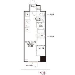 ハーモニーレジデンス東京武蔵関WESTSIDE 1LDKの間取図画像