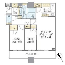 ブリリアタワーズ目黒サウスレジデンス 2LDKの間取図画像
