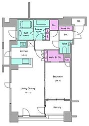 レジディア代官山 1LDKの間取図画像