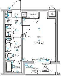 グランドエグザ親水公園1 1Kの間取図画像