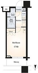 レジディア錦糸町 1Kの間取図画像