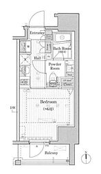 プレール・ドゥーク亀戸5 1Kの間取図画像