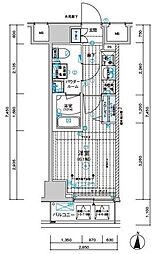 メインステージ千住中居町 1Kの間取図画像