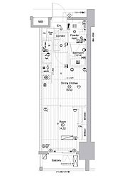プレミアムキューブ亀戸 1DKの間取図画像