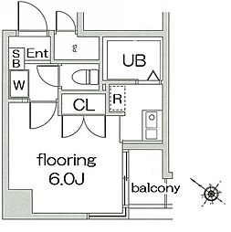 グランヴァン水天宮 1Kの間取図画像