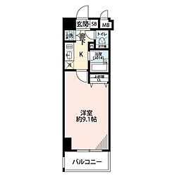 プレール・ドゥーク御徒町 1Kの間取図画像