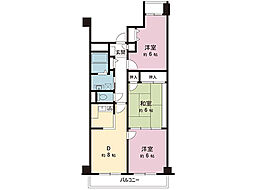 陽輪台小田原 3DKの間取図画像
