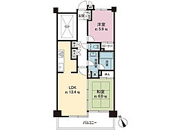 グランシャルム小田原城山 2LDKの間取図画像