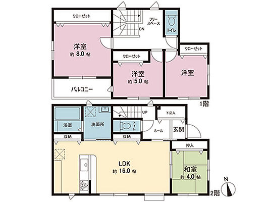 間取り 伊勢原市沼目4丁目 戸建　2号棟