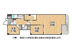 ライオンズマンション甲子園口二見町 2LDKの間取図画像