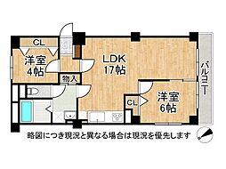 桜台ハイツ3号棟 2LDKの間取図画像