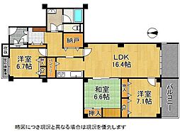 白鷹甲子園マンションA棟 3LDKの間取図画像