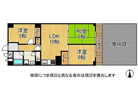 専用庭があり植物観賞なども楽しめます、R8.9月リフォームの3LDKの間取り