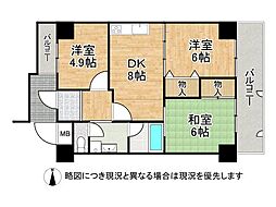 セントラル第2伊丹 3DKの間取図画像
