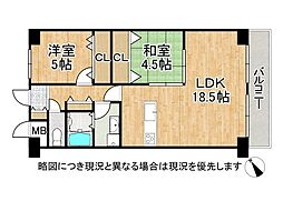 パルクメゾン千舟公園 2LDKの間取図画像