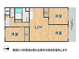 ルネ武庫川公園 2LDKの間取図画像