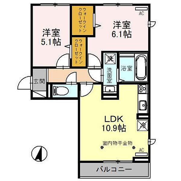 ルクレール 101｜東京都八王子市東浅川町(賃貸アパート2LDK・1階・52.94㎡)の写真 その2
