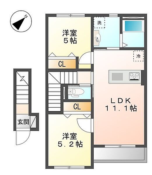 ディアベルジュ 202｜東京都八王子市丹木町2丁目(賃貸アパート2LDK・2階・53.82㎡)の写真 その2