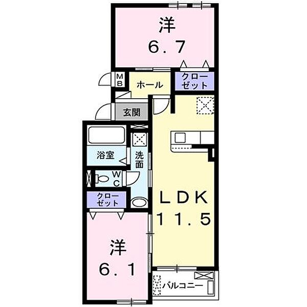 カーサフィオーレトロワ 303｜東京都町田市常盤町(賃貸アパート2LDK・3階・54.65㎡)の写真 その2