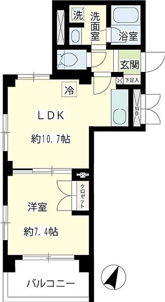 神奈川県横浜市中区石川町1丁目(賃貸マンション1LDK・4階・42.59㎡)の写真 その2