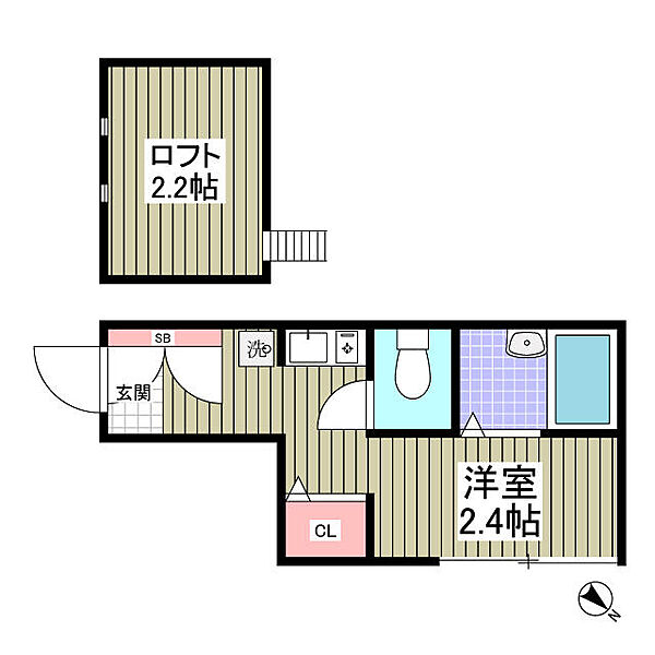 グッドウィル三枚町Ｂ棟 203｜神奈川県横浜市神奈川区三枚町(賃貸アパート1R・2階・10.44㎡)の写真 その2