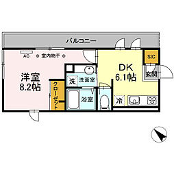 タウンコート初音町 3階1DKの間取り