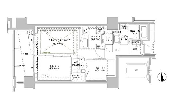 パークスフィア牛込神楽坂 201｜東京都新宿区南山伏町(賃貸マンション2LDK・2階・55.02㎡)の写真 その2