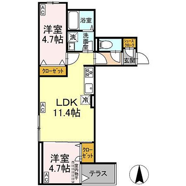 グラナーデ東尾久II 102｜東京都荒川区東尾久４丁目(賃貸アパート2LDK・1階・46.58㎡)の写真 その2