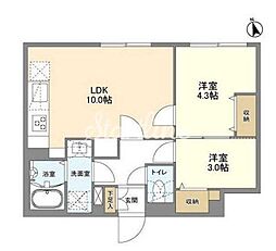 ウェルスクエア新宿戸山 3階2LDKの間取り