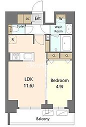 S-RESIDENCE新宿早稲田avelis 10階1LDKの間取り