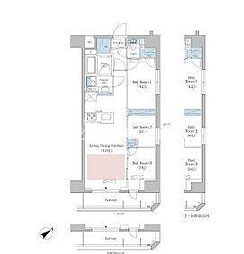 アーバネックス早稲田 3階3LDKの間取り