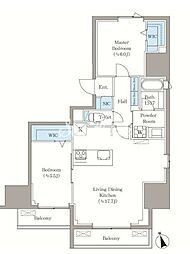 VISTA西早稲田（ビスタ西早稲田） 7階2LDKの間取り