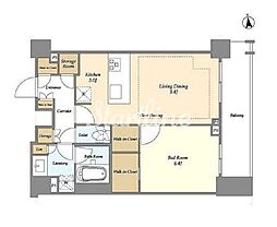 オアーゼ新宿市谷薬王寺 2階1LDKの間取り